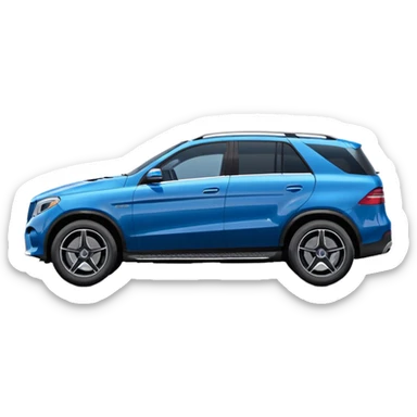 super simple pure side view black Mercedes GLE SUV minimal details compact rounded blue-tinted windows sticker
