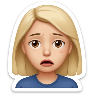 anxious face emoji, biting lip, worried eyes, single tear sticker