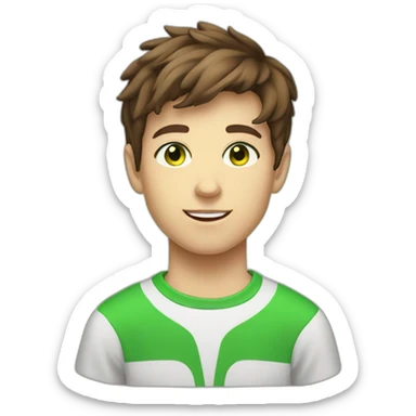 Brown hair teen-ager boy withe green eyes  sticker