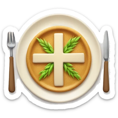 a wheat plate cooked with a cross in the middle sticker
