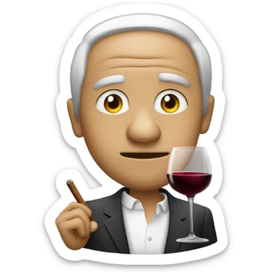 Un muy gracioso con cigarro y vino sticker