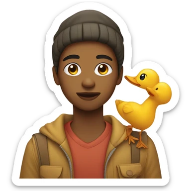 teenager with duck sticker