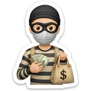 Thief with stripped shirt, face mask sticker