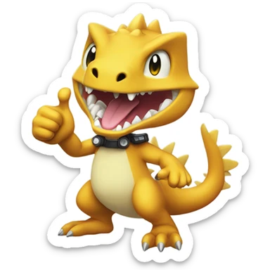 agumon from digimon giving a thumbs up sticker