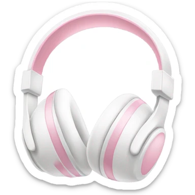 white headphones with a baby pink bow sticker