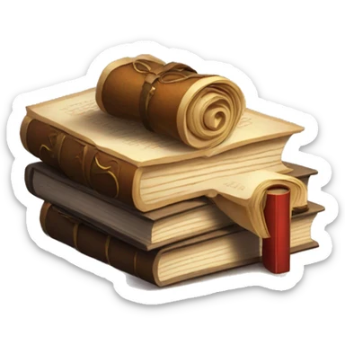 pile of books and scrolls, dungeons and dragons sticker