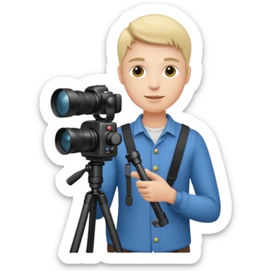 Photographer with tripod & remote, sticker