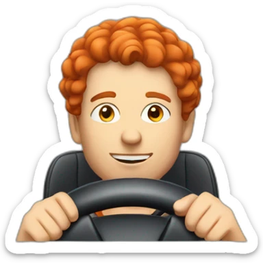 a adult with red hair driving a car sticker