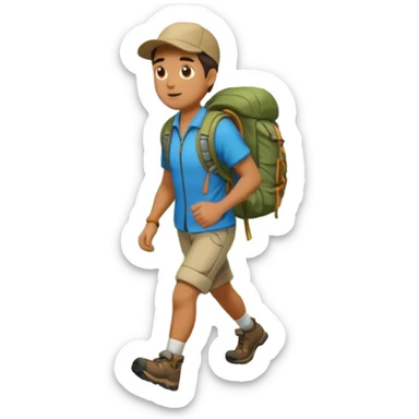 man with backpack and hiking clothes, full body sticker