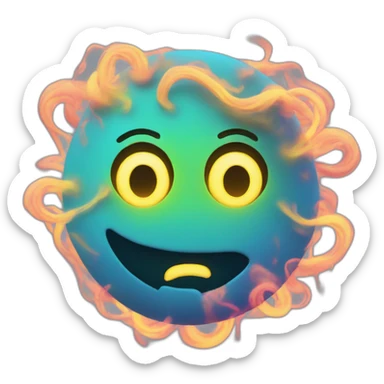 A face made of swirling neon gas sticker