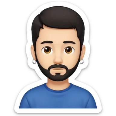 Dark-haired boy, short hair, with some beard and an earring in his ear sticker