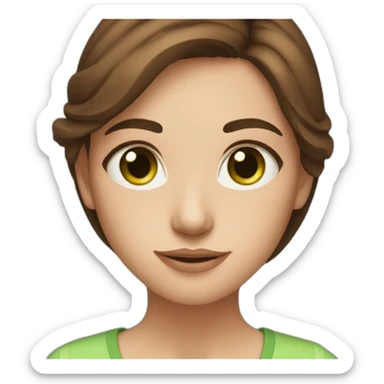 straight brown hair girl with green eyes and freckles from head to chest sticker