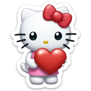 Hello kitty holding a heart  sticker