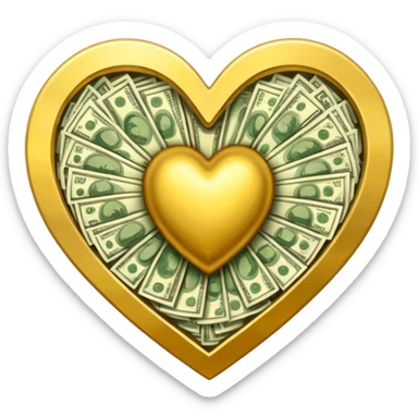 An heart composed of money. sticker