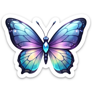Dark Nebula Sparkly glossy glittery Pastel iridescent transparent bio-luminescent glass crystal butterfly sticker