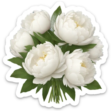 White peonies bouquet  sticker