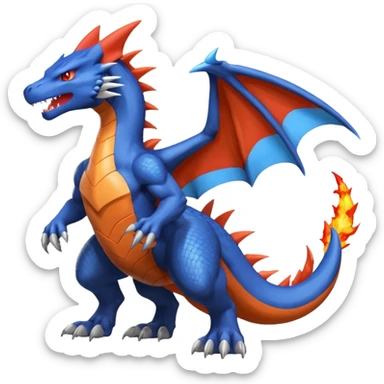 Garchomp-Charizard-Wolf-Latios-fusion, full body  sticker