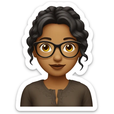 a really short southern-most indian brown girl with glasses sticker