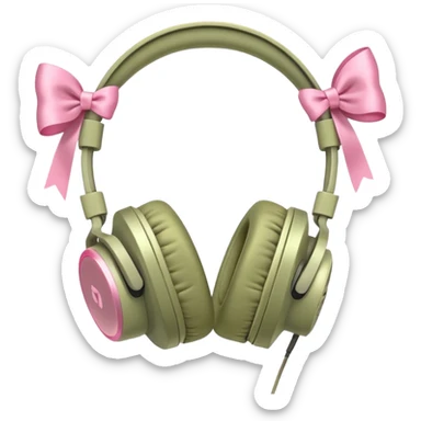 Pale olive headphones with bows sticker