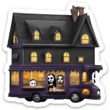 Reality Wednesday Addams haunted dream house on food truck  sticker