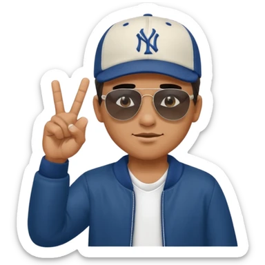 Cool hip guy with NY baseball cap and sunglasses doing the middle finger sticker