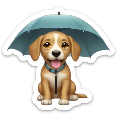 Chien dans un parapluie sticker