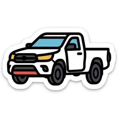 white Toyota Hilux style pickup truck, simple icon sticker