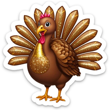Brown glitter turkey sticker