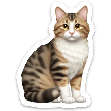 American Bobtail Cat ,Semi-long fur cat,Half-body sticker