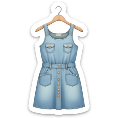 vintage light wash women's denim dress on hanger sticker