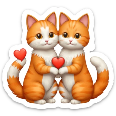 Two cats with their tails making a heart  sticker