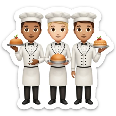 people in waiter uniforms sticker