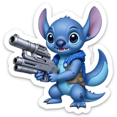 Stitch with alien guns sticker