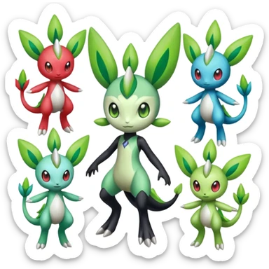 Meloetta-Celebi-Shaymin-Virizion-Zygarde-Electrike-Fakémon-fusion, full body sticker