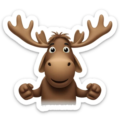 Moose with hands  sticker