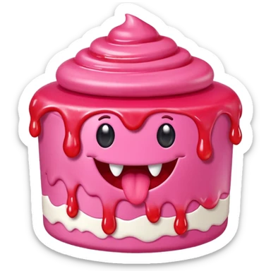  pink runny gooey strawberry jam kawaii cake monster sticker