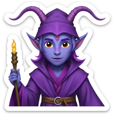 wizard thiefling with purple skin sticker