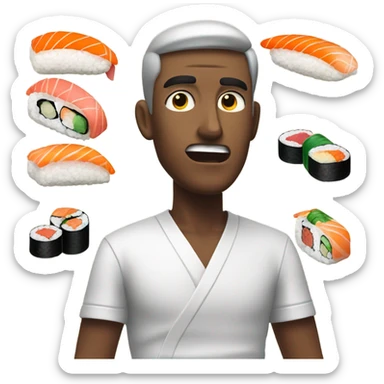 Guy drooling over sushi sticker