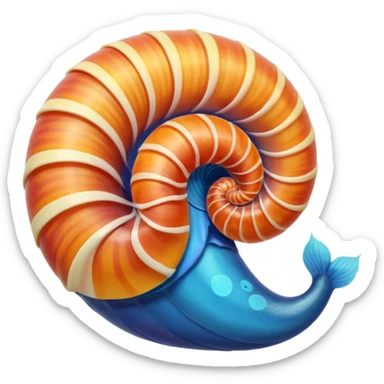a colorful cute nautilus with feet that looks like it is swimming sticker