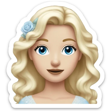Beautiful blond girl with blue eyes and pastel blue pink wedding dress sticker