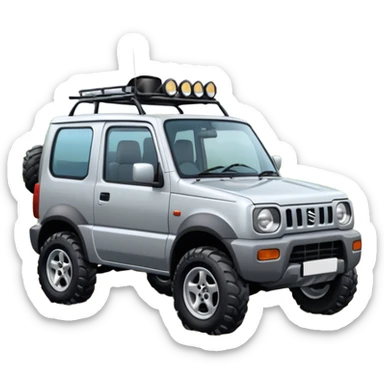 make a silver 1999 suzuki jimny emoji with big mud tyrpes and a snorkel sticker