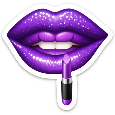 glitter purple lipstick sticker