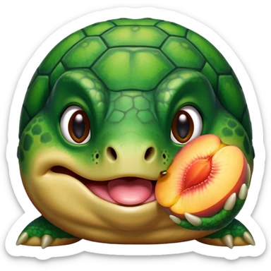 Sweet Turtled drooling licking peaches  sticker
