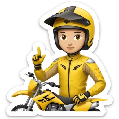 dirtbike rider in yellow gear signing autographs sticker