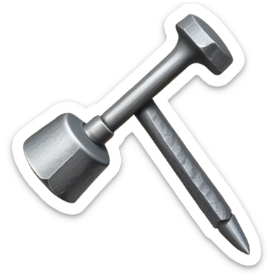 small, fat metal nail with a bent shaft, partially hammered into a wooden surface sticker