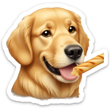 golden retriever with bread stick sticker