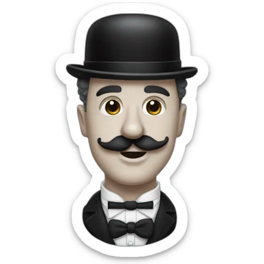 Charlie Chaplin bald short mustache sticker