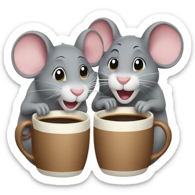 Three mice drinking coffee sticker
