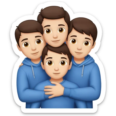 Three young brunette brothers hugging each other sticker