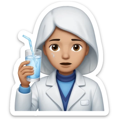 Antarctica person, eskimo glass, white coat, crying sticker